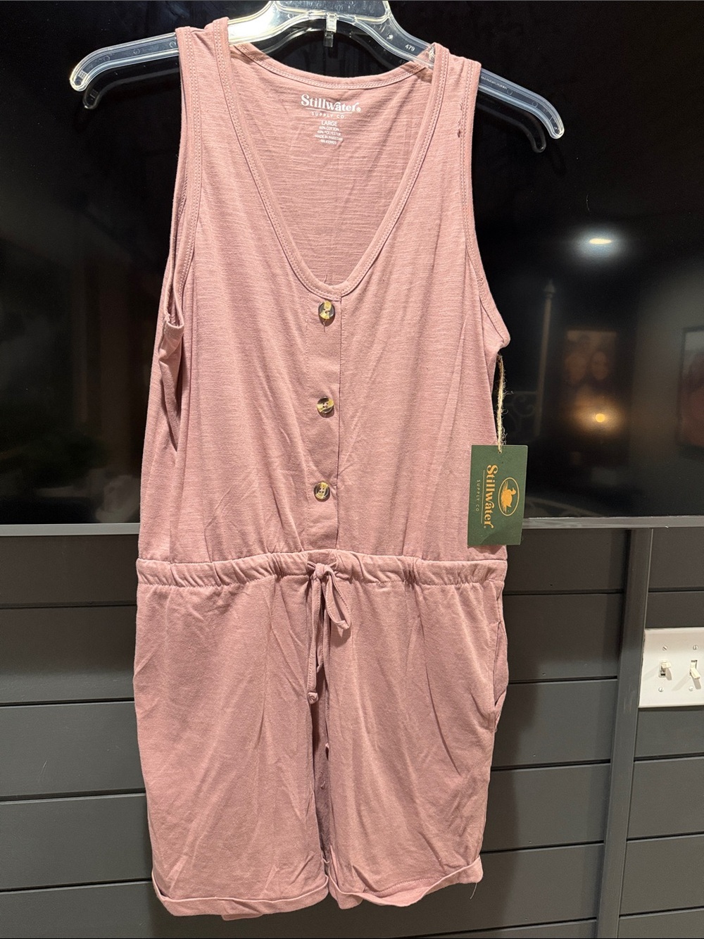 Stillwater Dusty Rose Sleeveless Button-Front Romper